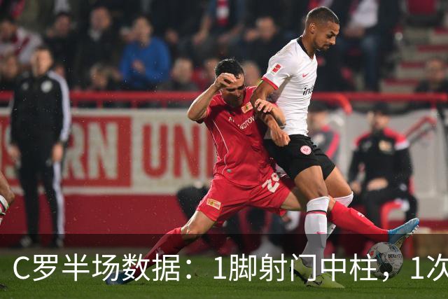 C罗半场数据：1脚射门中柱，1次过人，9次触球2次丢球，评分6.6